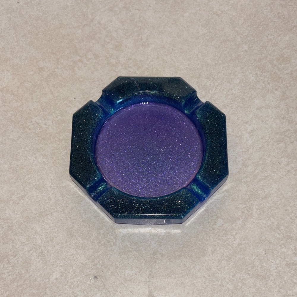 Purple Glitter Octagonal Ashtray